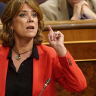 La ministra Dolores Delgado durante su intervención esta mañana en el Comgreso.