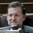 El líder del PP Mariano Rajoy durante la sesión de control al Gobierno celebrada ayer en Congreso