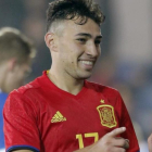 Munir celebra uno de sus dos goles ante Estonia.