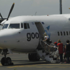 Imagen de archivo de una de las aeronaves de Good Fly en el aeropuerto de León.