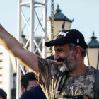 El líder opositor armenio, Nikol Pashinyan, durante una de las manifestaciones en Yereván.