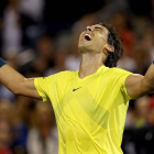 Nadal celebra su victoria sobre Djokovic que le permite jugar la final de Montreal frente a Raonic.