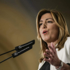 La presidenta de la Junta de Andalucía, Susana Díaz, en un desayuno informativo. EMILIO NARANJO