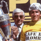 Lucho Herrera, en Madrid, cuando se proclamó campeón de la Vuelta a España, en 1987