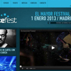 Web de la macrofiesta en el Madrid Arena para Año Nuevo.