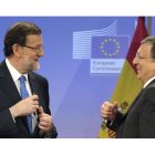 Mariano Rajoy y Jose Manuel Durao Barroso, durante una conferencia de la Comisión Europea en Bruselas.