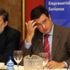Óscar López, junto al presidente de la Federación de Organizaciones Empresariales Sorianas.