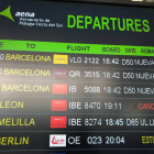 Imagen de la pantalla donde ya aparece el vuelo cancelado. DL