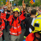 Bomberos de la Generalitat durante el paro del 3 de octubre.