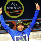 Nairo Quintana, en el podio de la Tirreno-Adriático.