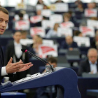 Macron, en su intervención ante el Parlamento Europeo en Estrasburgo.