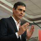 Pedro Sánchez, el pasado 24 de abril en la sede del PSOE.