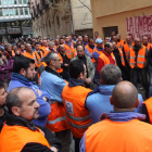 Concentración de trabajadores de limpieza de León, cuando pertenecían a una empresa concesionaria.