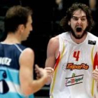 Gasol celebra una canasta ante Argentina en el partido de ayer