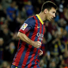 Messi celebra su gol, el segundo del Barcelona frente al Athletic en el Camp Nou