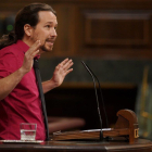 Pablo Iglesias durante la sesión de Control al Gobierno en el Congreso de los Diputados