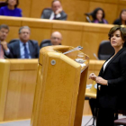 Sáenz de Santamaría, durante su intervención ayer ante la comisión del Senado. FERNANDO VILLAR