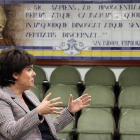 La exvicepresidenta del gobierno Soraya Sáenz de Santamaría pronuncia una conferencia en la Universidad de León.
