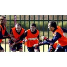 Sergio Ramos, Andrés Iniesta, Juan Manuel Mata y David Silva durante el entrenamiento