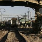 Estado en el que quedó el tren accidentado pocos minutos después de producirse el accidente