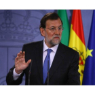 Mariano Rajoy, en rueda de prensa esta mañana.