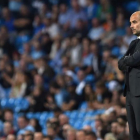 Guardiola, durante el partido de Champions del City en el Etihad ante el Borussia.
