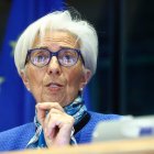 Christine Lagarde ayer, durante su intervención ante el Parlamento Europeo. STEPHANIE LECOCQ