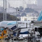 Vista del avión tras incendiarse una turbina.