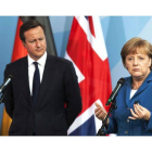 David Cameron y Ángela Merkel, durante un encuentro bilateral celebrado en Berlín.