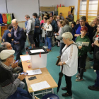 El interior de un colegio electoral en Badalona el 1-O.