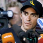 Alberto Contador, en la rueda prensa del segundo descanso del Tour
