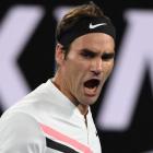 Roger Federer celebra un punto en el partido de este domingo ante Cilic.