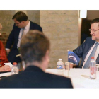 Mariano Rajoy, durante una reunión con Angela Merkel, el jueves en Bruselas.