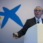 Isidre Fainé durante su intervención en la junta de accionistas del 2015.