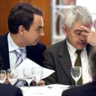 Zapatero y Maragall ayer en un acto con los empresarios catalanes