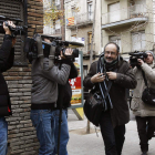 El líder de la CUP, Antonio Baños, se dirige a la reunión del consejo político de ayer .