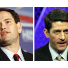 El senador de Florida Marco Rubio (izquierda) y el congresista Paul Ryan suenan como número dos de Romney.