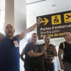 Protesta de los trabajadores de Eulen en El Prat.