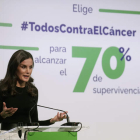 La reina Letizia durante el discurso en el que pidió más investigación. BORJA SÁNCHEZ TRILLO