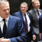 Tusk, a su llegada para una reunión en el marco de la cumbre europea, el 9 de marzo, en Bruselas.