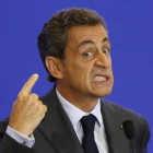 Nicolas Sarkozy, durante un mítin el 16 de septiembre.