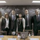 Los responsables de los grupos editoriales en la presentación de ayer.
