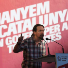 Iglesias, durante el acto central de campaña en Barcelona. ALEJANDRO GARCÍA