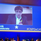 Carles Puigdemont, en su intervención, desde Bruselas, en el Consell Nacional del PdeCAT.