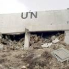 Puesto de la ONU en el Líbano tras ser bombardeado por Israel
