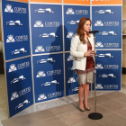 La presidenta de las Cortes, Silvia Clemente, el pasado viernes, dando cuenta de los acuerdos de la Mesa.