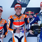 Pedrosa, Márquez y Lorenzo, podio español en un Mundial cuyo título parece cosa de tres.