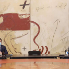 Pere Aragonès y la vicepresidenta del Govern. RUBÉN MORENO