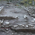 Excavaciones en La Muela, con los muros de edificios de la época romana.
