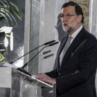 El presidente del Gobierno, Mariano Rajoy, durante su intervención en un acto ayer. PACO CAMPOS